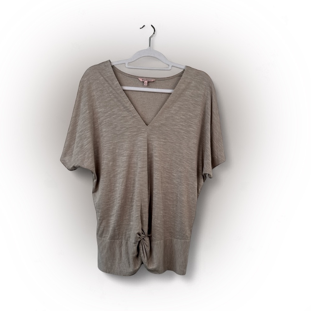 Juicy Couture Y2K Tan Dolman Sleeve‎ Blouse with Twist Front